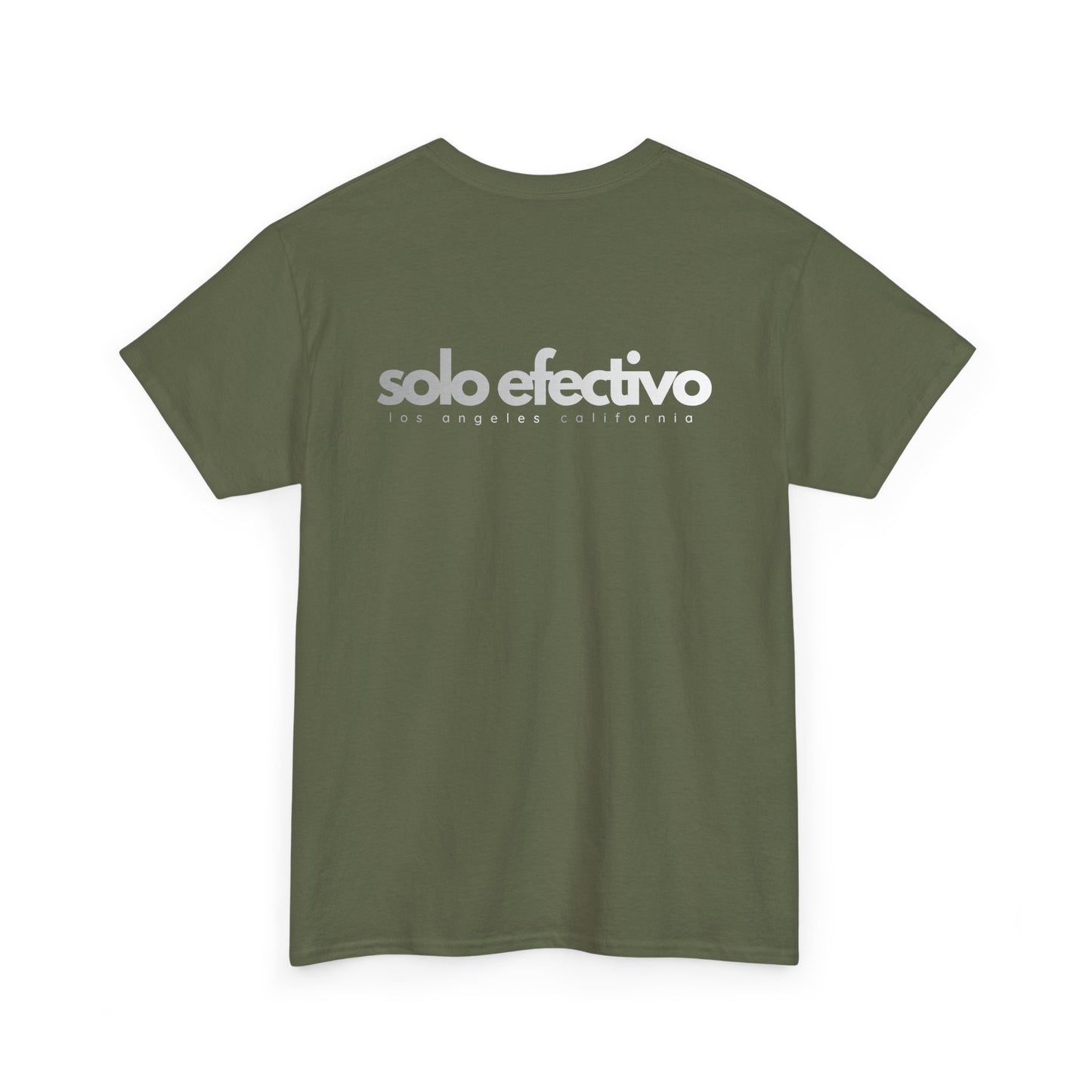 Solo Efectivo Graphic Tee — Minimal Front Logo, Large Back Print